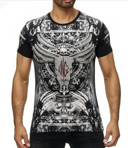 Skull Printed Design Black T-Shirt