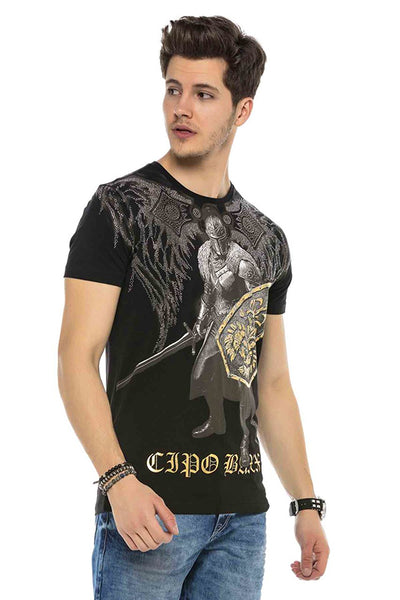 "The Black Knight" Print Black T-Shirt