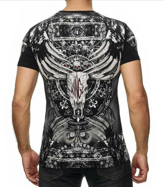 Schwarzes T-Shirt mit Skull-Applikation 