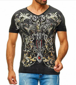 Mythology Ornaments Print Black T-Shirt