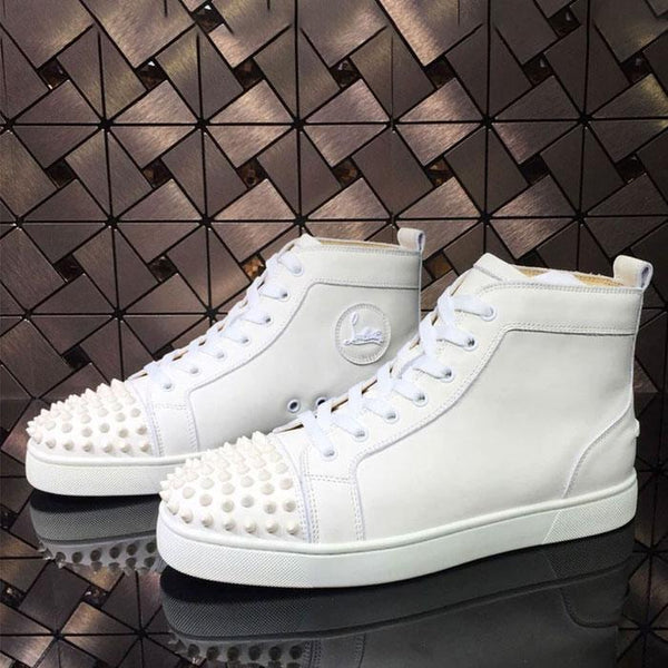 White Leather Spike High-top Sneakers
