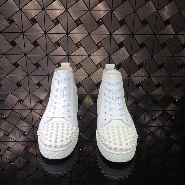 White Leather Spike High-top Sneakers