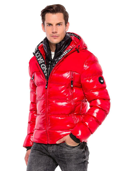 Red Hooded Bomber Jacket